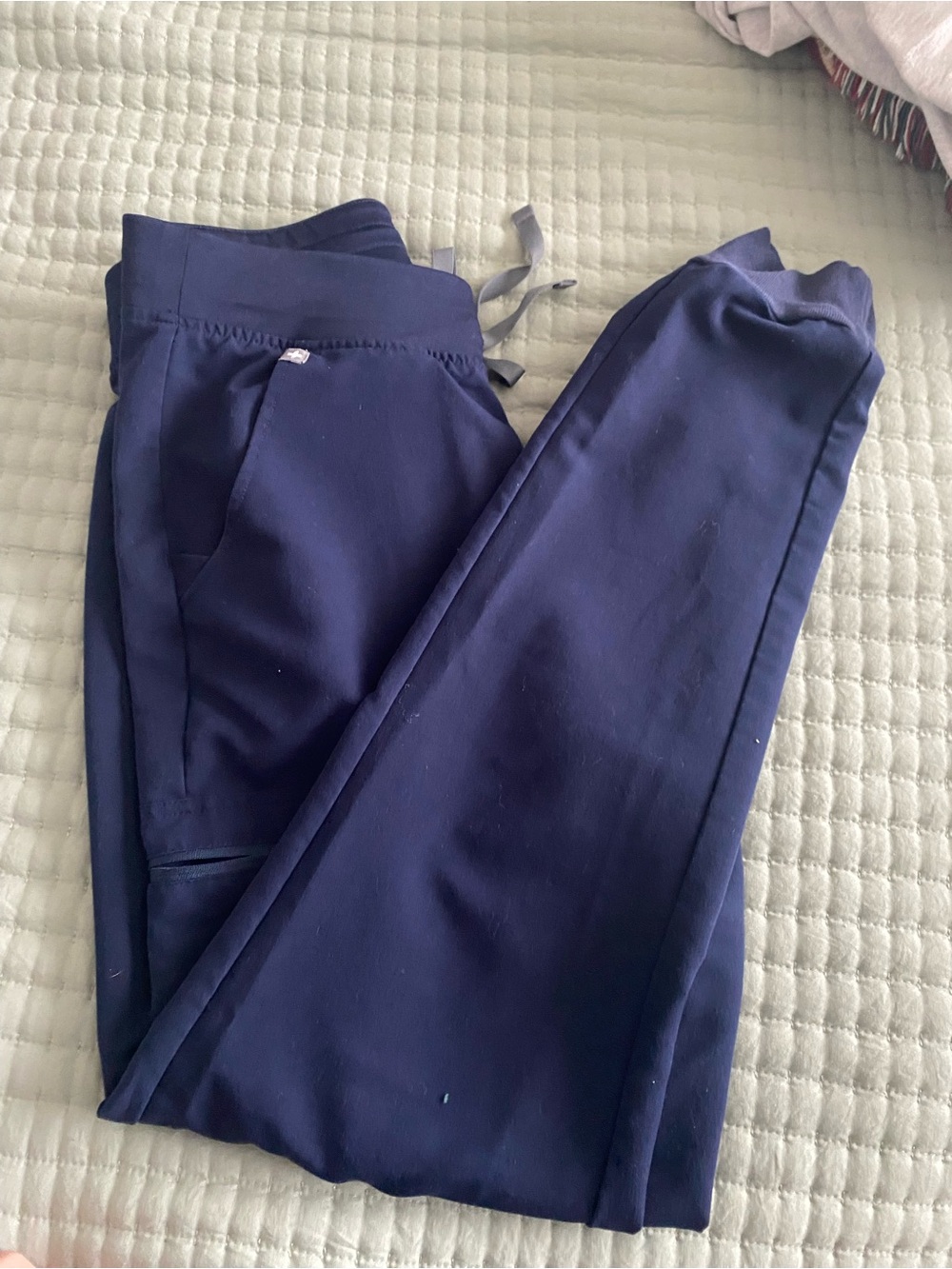 FIGS Navy Blue zamora Scrub Pants with Gray Drawstring